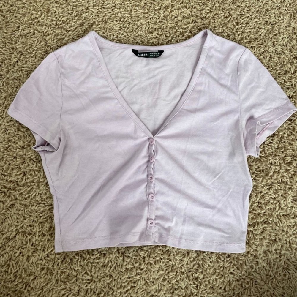 Purple Button front crop top
